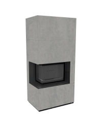 Modulárny krb FLOKI ľavý - povrchová úprava - CEMENTO GRIGIO BOCCIARDATA čierne ohnisko Obrázok pre Modulárny krb FLOKI ľavý - povrchová úprava - CEMENTO GRIGIO BOCCIARDATA čierne ohnisko