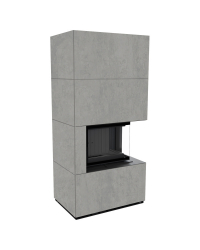 Modulárny krb FLOKI pravý - povrchová úprava - CEMENTO GRIGIO BOCCIARDATA čierne ohnisko Obrázok pre Modulárny krb FLOKI pravý - povrchová úprava - CEMENTO GRIGIO BOCCIARDATA čierne ohnisko