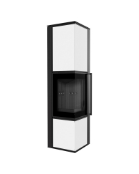 Obrázok pre Krbové kachle TORA L 8 s bielymi sklenenými panelmi a čiernym ohniskom