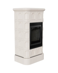 Kachľová pec BLANKA 8 krémová lesklá s čiernym ohniskom Obrázok pre Kachľová pec BLANKA 8 krémová lesklá s čiernym ohniskom