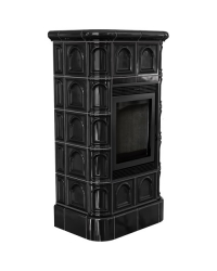 Kachľová pec BLANKA 8 čierna s čiernym ohniskom Obrázok pre Kachľová pec BLANKA 8 čierna s čiernym ohniskom