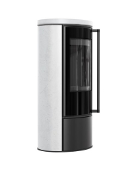 Krbové kachle ERIK s akumulačnou keramikou a keramickým vrchom - WHITE NATURAL s čiernym ohniskom Obrázok pre Krbové kachle ERIK s akumulačnou keramikou a keramickým vrchom - WHITE NATURAL s čiernym ohniskom