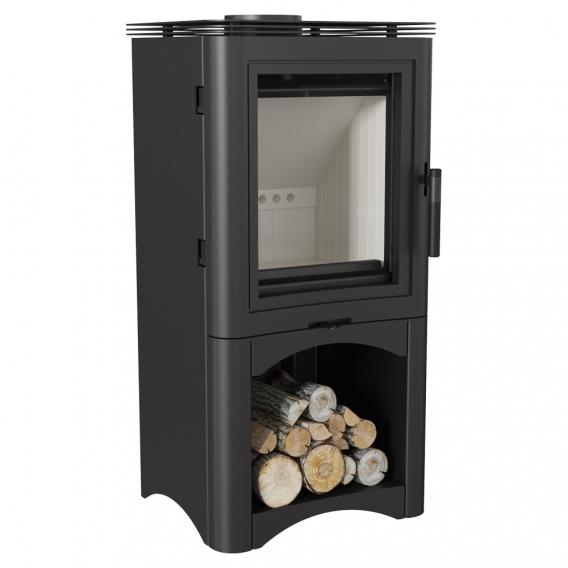 Obrázok pre Krbové kachle KOZA K5 oceľová na podstavci s výklenkom na drevo