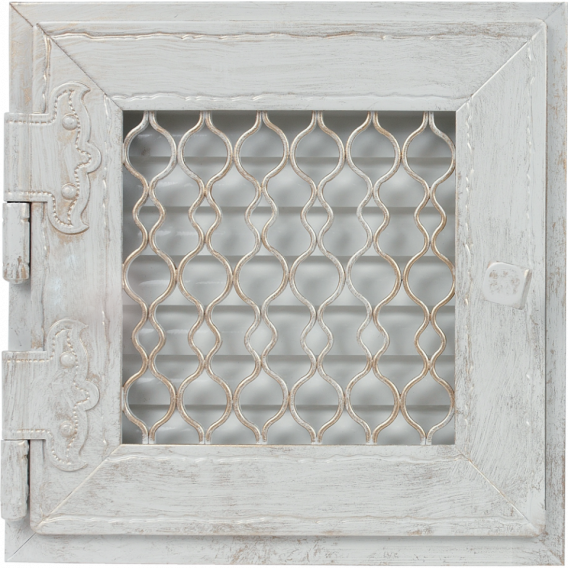 Obrázok pre Mriežka RETRO 22x22 antická biela s klapkou - otváracie dvierka