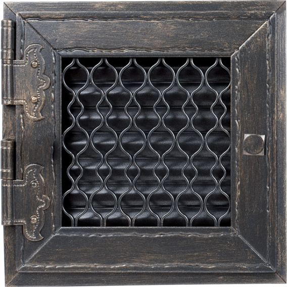 Obrázok pre Mriežka RETRO 22x22 antická grafitová s klapkou - otváracie dvierka