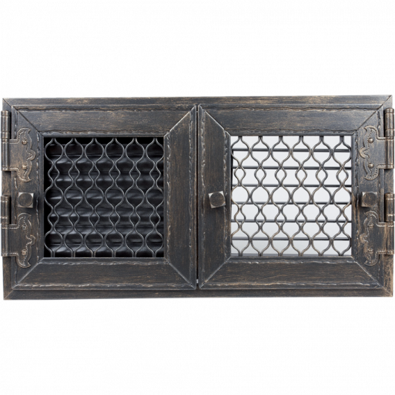 Obrázok pre Dvojmriežka RETRO 22x22 antická grafitová s klapkou - otváracie dvierka