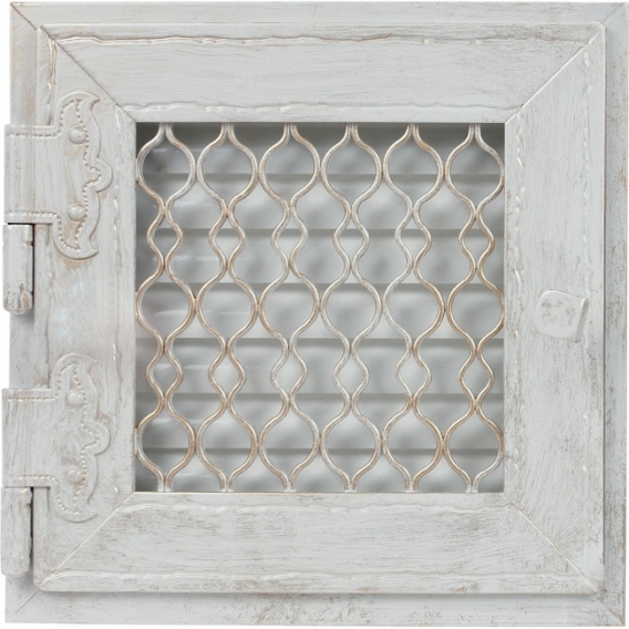 Obrázok pre Mriežka RETRO 17x17 antická biela s klapkou - otváracie dvierka
