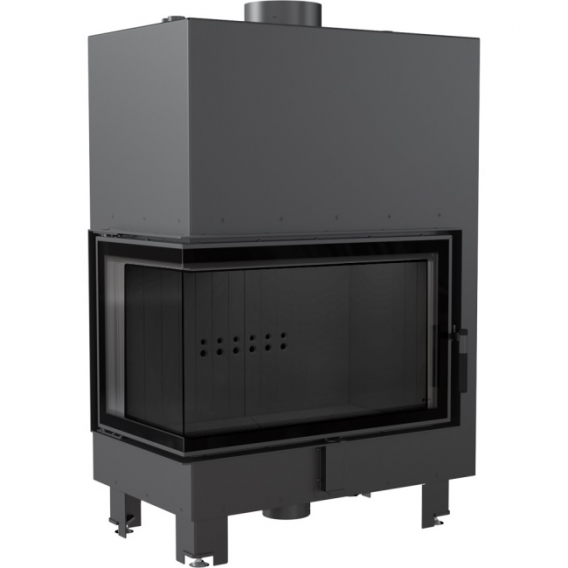 Obrázok pre Teplovodná krbová vložka MBO 15 BS ľavé presklenie s dochladzovacou špirálou s čiernym ohniskom