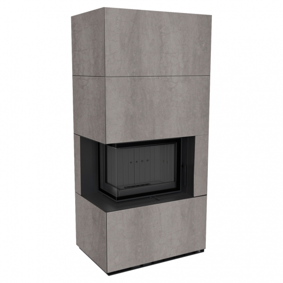 Obrázok pre Modulárny krb FLOKI ľavý - povrchová úprava - NATURALI PIETRA DI SAVOIA GRIGIA BOCCIARDATA s čiernym ohniskom