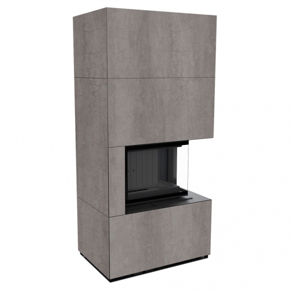 Obrázok pre Modulárny krb FLOKI pravý - povrchová úprava - NATURALI PIETRA DI SAVOIA GRIGIA BOCCIARDATA s čiernym ohniskom