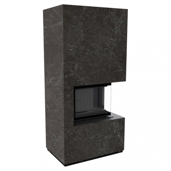 Obrázok pre Modulárny krb FLOKI pravý - povrchová úprava - NATURALI NERO GRECO čierne ohnisko