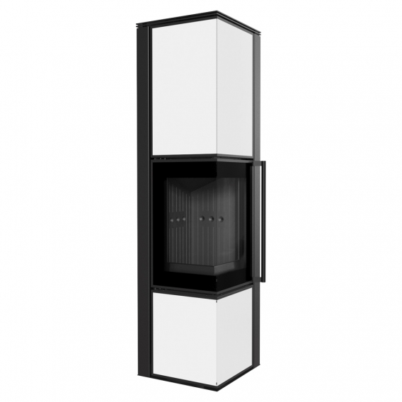 Obrázok pre Krbové kachle TORA L 8 s bielymi sklenenými panelmi a čiernym ohniskom