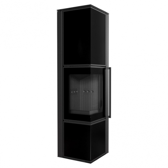 Obrázok pre Krbové kachle TORA L 8 s čiernymi sklenenými panelmi a čiernym ohniskom