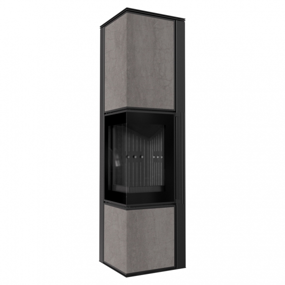 Obrázok pre Krbové kachle TORA L 8 povrchová úprava - NATURALI PIETRA DI SAVOIA GRIGIA BOCCIARDATA s čiernym ohniskom