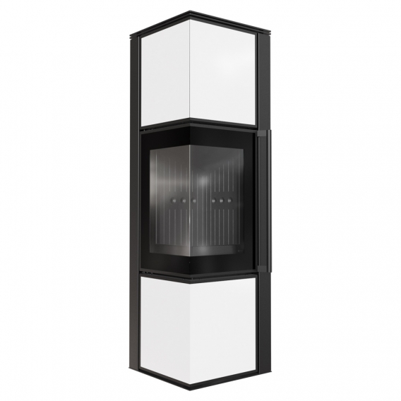 Obrázok pre Krbové kachle TORA M 8 s bielymi sklenenými panelmi a čiernym ohniskom 