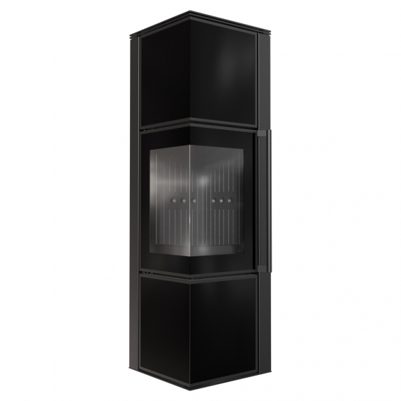 Obrázok pre Krbové kachle TORA M 8 s čiernymi sklenenými panelmi a čiernym ohniskom