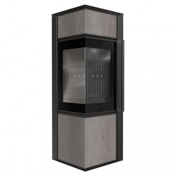 Obrázok pre Krbové kachle TORA S 8 povrchová úprava - NATURALI PIETRA DI SAVOIA GRIGIA BOCCIARDATA s čiernym ohniskom